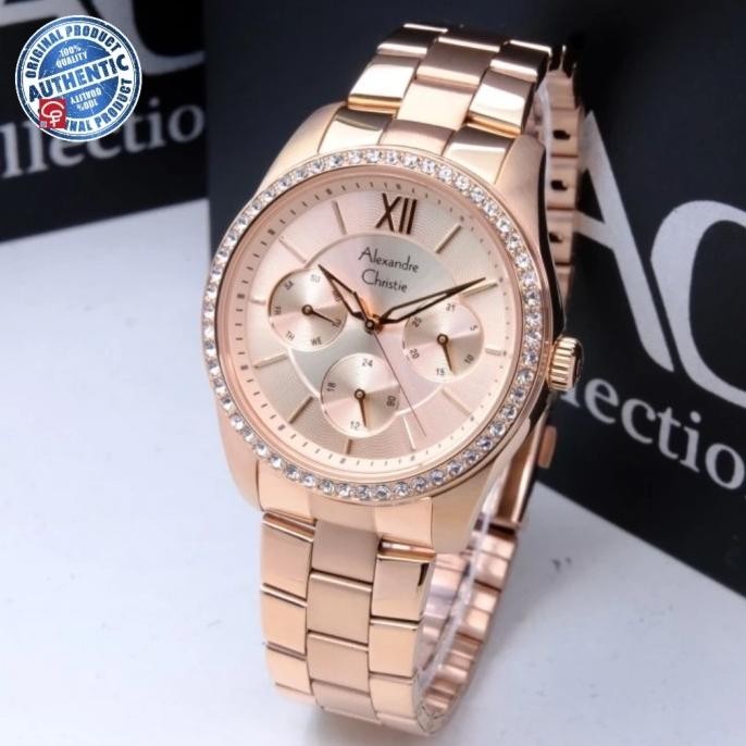 ALEXANDRE CHRISTIE ORIGINAL AC2827 AC 2827 FULL ROSEGOLD JAM TANGAN WANITA ORIGINAL