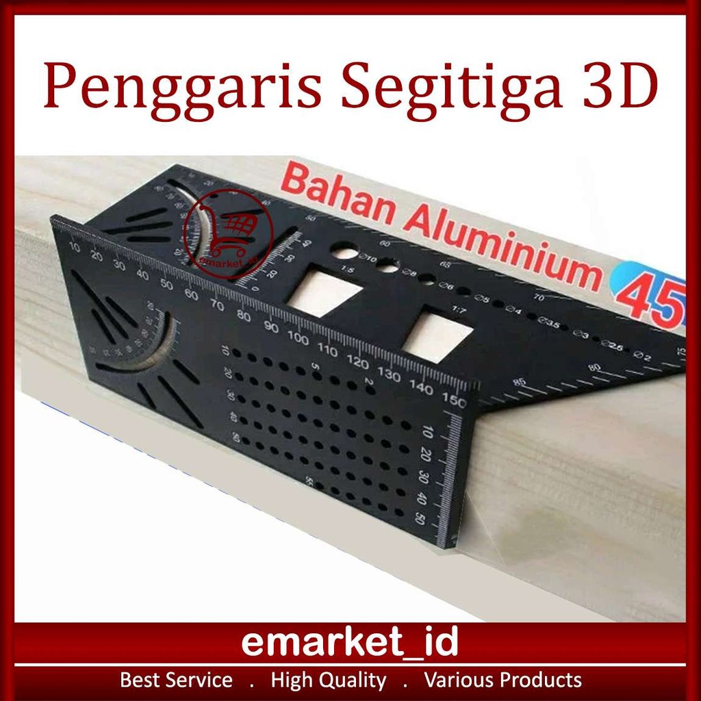 

EM Penggaris Segitiga 3D AI07 / Marking Ruler 90 45 Derajat / Angle Speed Square / Woodworking Measuring / Mark Line / Tiga Dimensi / Mitre