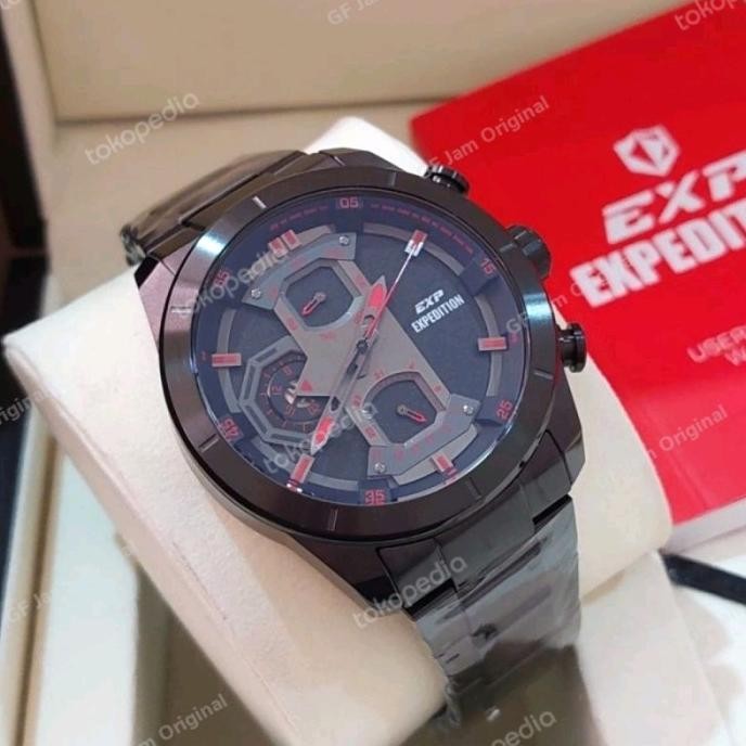 JAM TANGAN PRIA EXPEDITION E6828 E 6828 GARANSI ORIGINAL BLACK RED