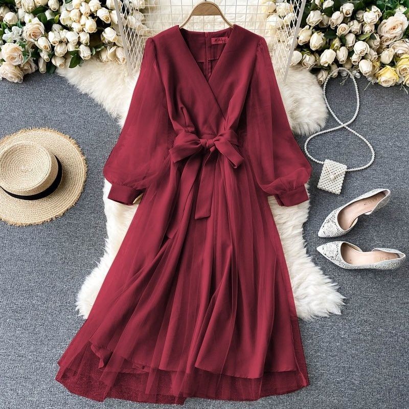 Dress Natal Wanita Baju Natall Cewek Dresh Gsun Pakaian Midi Dreas Gereja Dres Natalan Remaja Gaun P