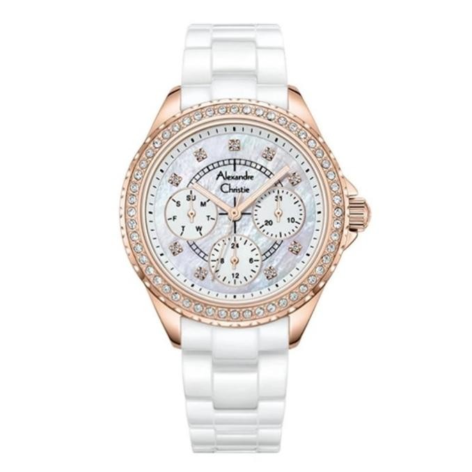 JAM TANGAN WANITA ALEXANDRE CHRISTIE AC2B16 AC 2B16 ROSEGOLD WHITE