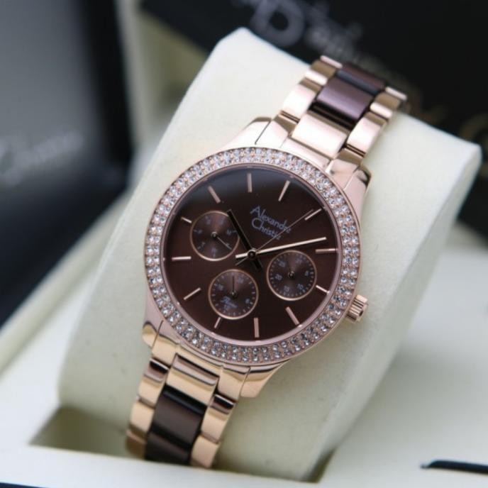 ALEXANDRE CHRISTIE AC2914 AC 2914 BROWN ROSEGOLD JAM WANITA ORGINAL