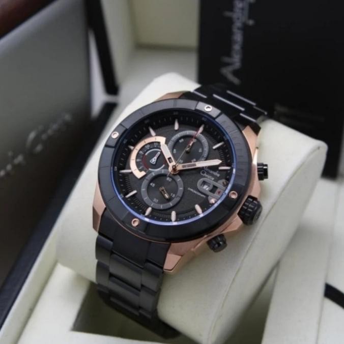 JAM TANGAN PRIA ALEXANDRE CHRISTIE AC6631 AC 6631 BLACK ROSEGOLD