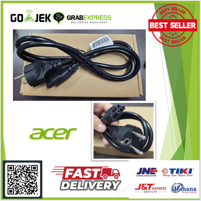 KABEL POWER LAPTOP ACER ORIGINAL 3 LUBANG TERBARU  TERBARU
