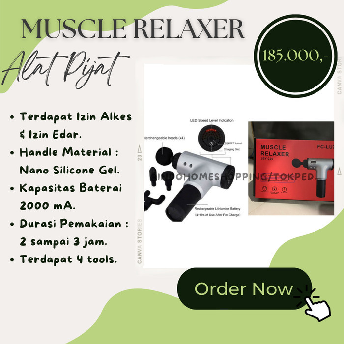 Ready Stock Alat Pijat Getar Muscle Relaxer Jby-320 / Massage Gun Fc Lux Terlaris