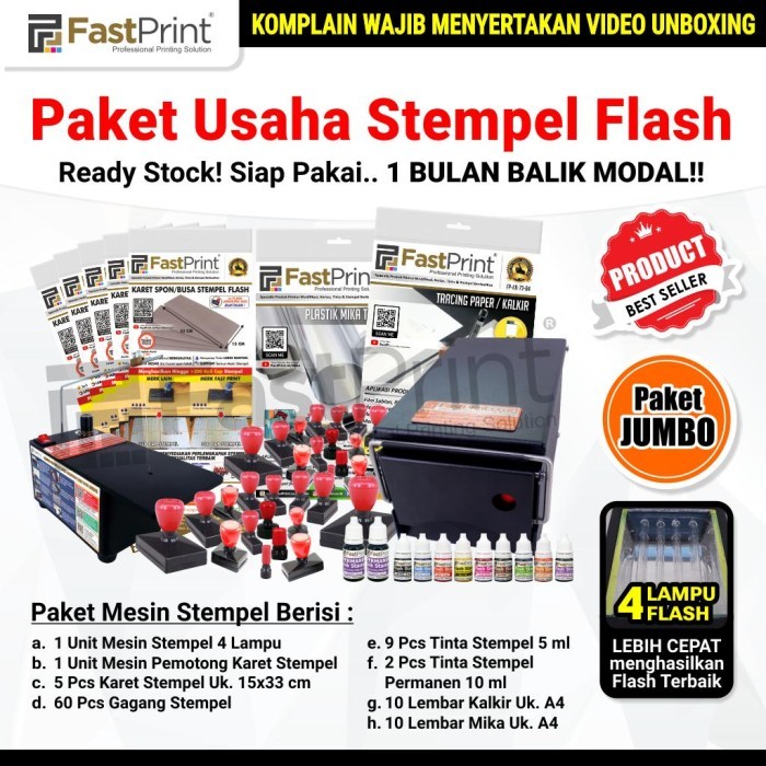 

Paket Usaha Mesin Stempel Flash Premium 4 Lampu Plat Besi Paket Jumbo