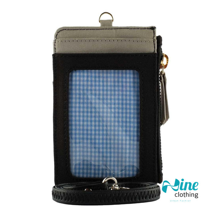 

KARA BLACK GREY - ID Card Holder Wallts Dompet Kartu Name Tag Hitam