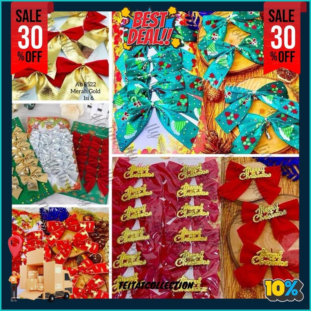 

Pita Pohon Natal - Dekorasi Hiasan Gantungan Pita Lonceng Pohon Natal Bisa Untuk Hampers Gift Box Cod