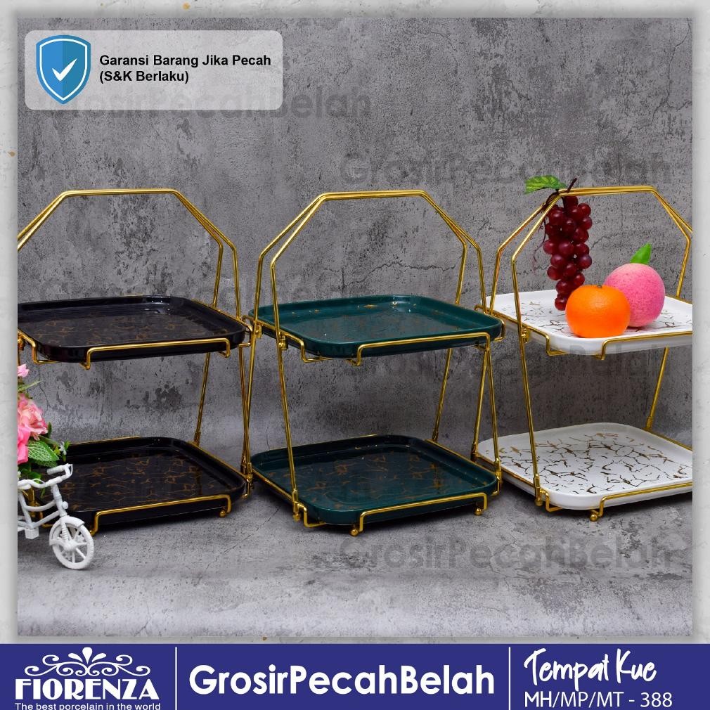 Tempat Kue Buah Kerak Rak Susun Tingkat 2 Motif Marble Fiorenza 388