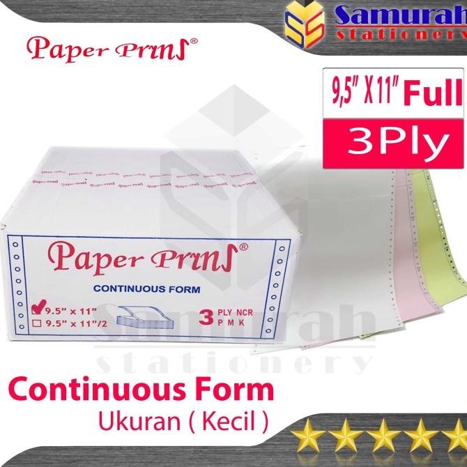 

Kertas Continuous Form Paper Prins 9,5 x 11 full Atau Bagi 2 / K 3 Ply