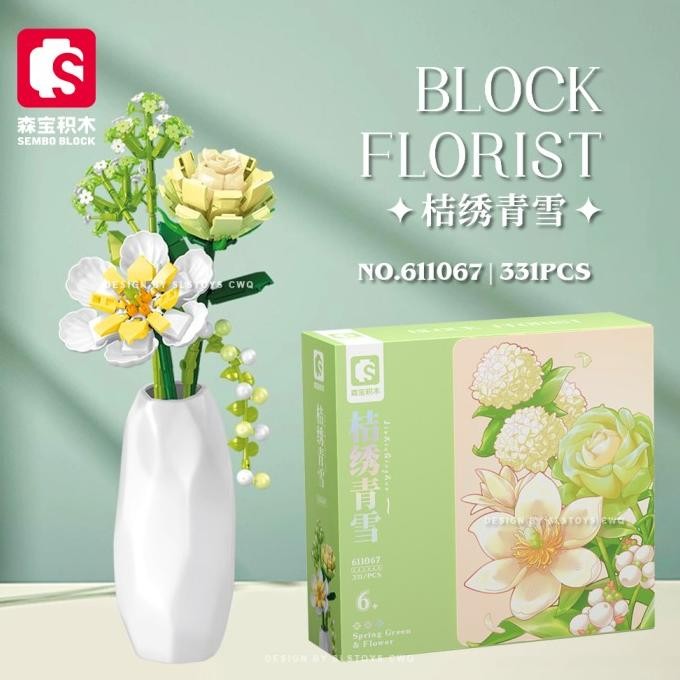 Sembo 611067 Spring Green and flower Brick block Bunga