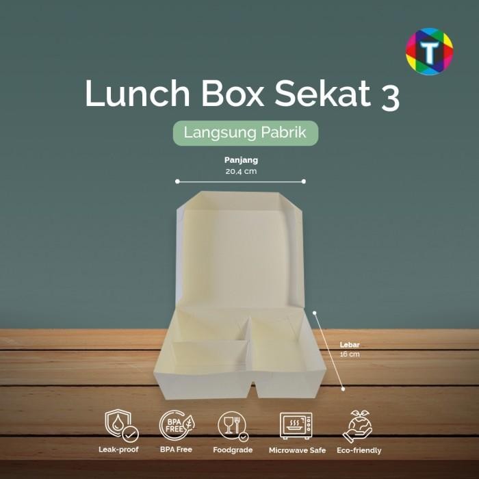Lunch Box Polos Sekat 3, 4 & 5 / Paper Lunch Box Sekat Bento Eceran