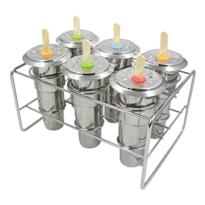 Popsicle Mould Stainless 6pcs with Rack Cetakan Es loli mold