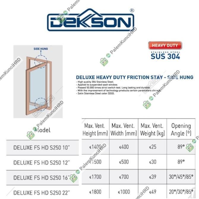Engsel Casement Dekkson HD Heavy Duty S250 Side Hung 16