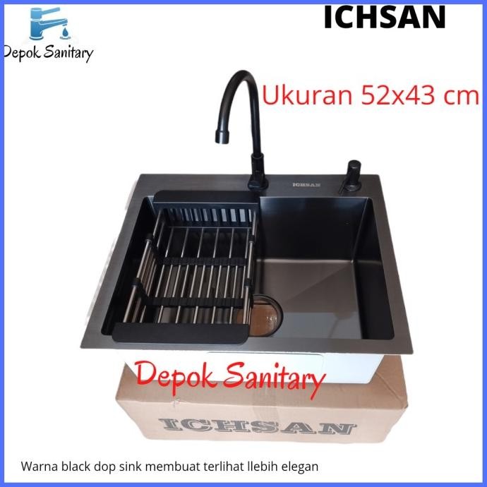 KITCHEN SINK STAINLESS HITAM BLACK 5243 / PAKET KITCHEN SINK -ICHSAN