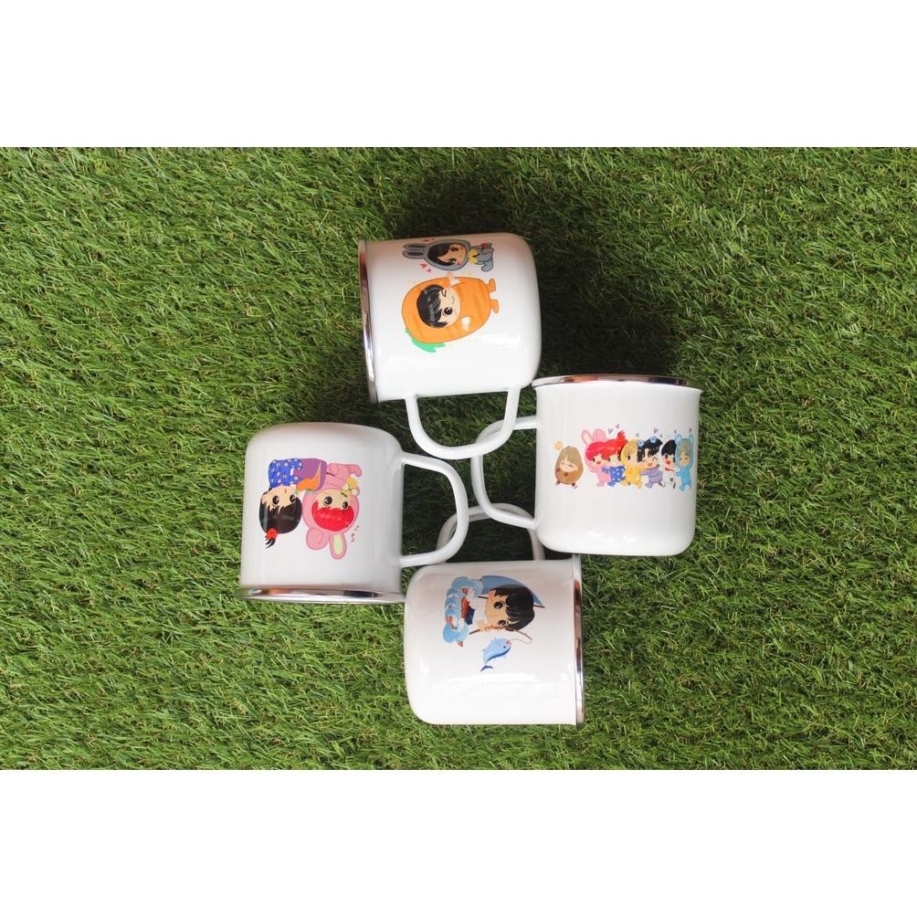 HGT SATUAN Gelas Mug Cangkir Enamel 9cm Premium Stainless Unik Print Cetak Sablon Souvenir HAMPERS N