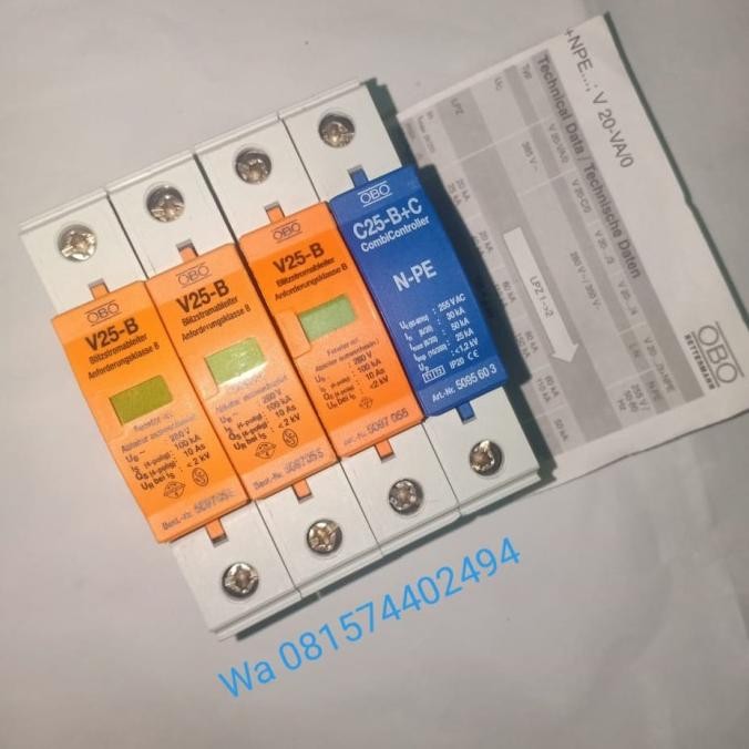Arrester Obo V25-B /3 + N-Pe 4Pole 3Phase Original  Ready