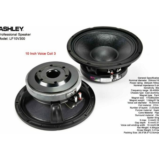 SPEAKER ASHLEY LF10V300 KOMPONEN ASHLEY LF 10V300 COMPONENT ASHLEY 10 V300 10 INCHI 1511T