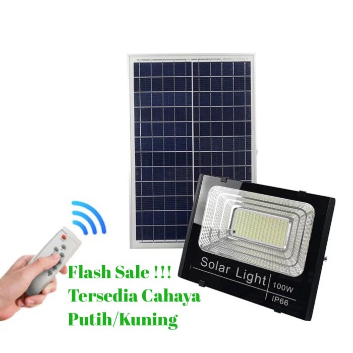 Cuci Gudang Lampu Sorot Solar Cell 100 Watt Lampu Taman Solar Cell 100W