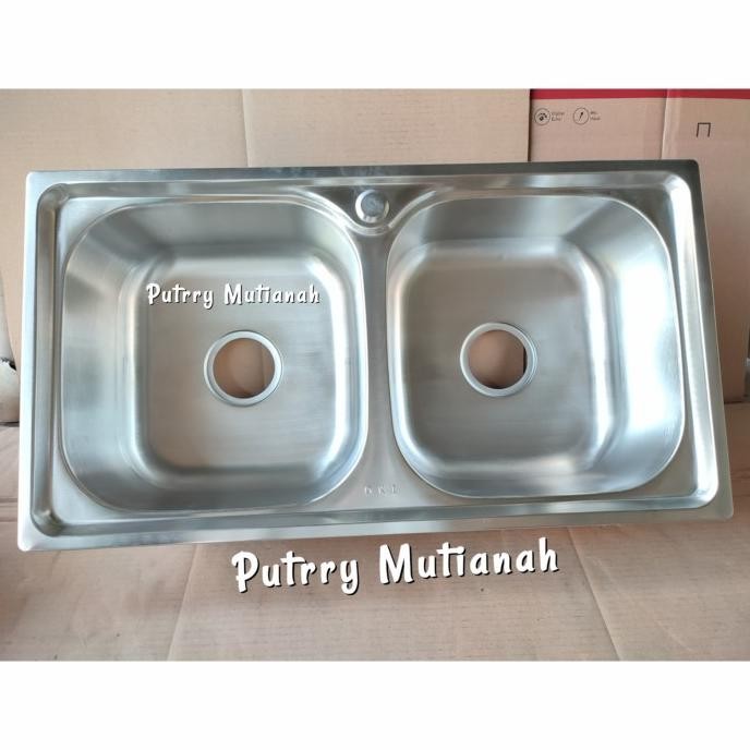 Bak cuci piring 2 lubang stainless Oki kitchen sink wastafel