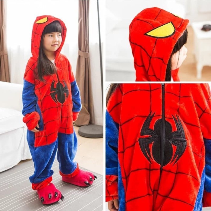 BAJU ONESIE ANAK BONEKA SPIDERMAN SUPERHERO AVENGERS PIYAMA KOSTUM