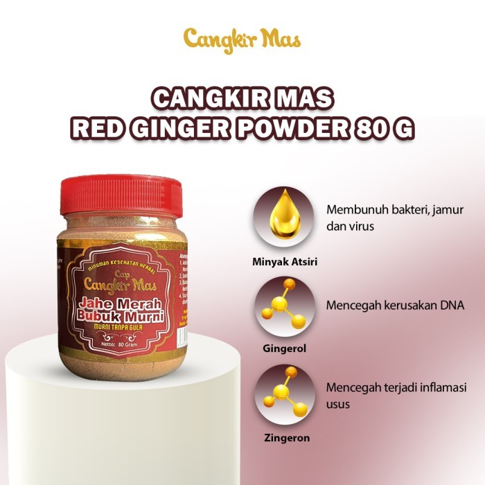 

HOT PROMO Cangkir Mas Jahe Merah Bubuk Murni 80gr