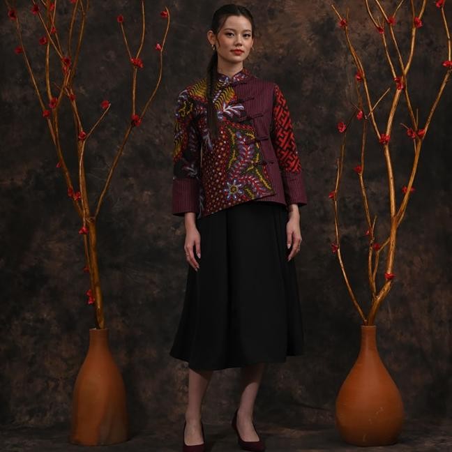 Nona Rara - Vivi Encim T3182, Baju Kerja Blouse Batik Wanita Ern