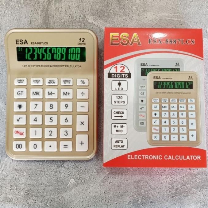 

TERSEDIA ESA-8887LCS LED 12 DIGIT CALCULATOR LAYAR HIJAU- KALKULATOR NYALA CEK