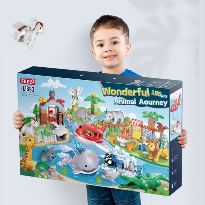 Jual Feelo 186 Pcs Animal Building Block Mainan Edukasi Susun Balok Brick