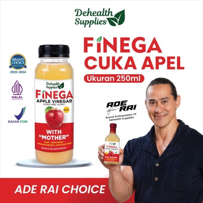 

TERMURAH Finega Cuka Apel Apple Cider Vinegar ACV With Mother 250ml (PLASTIK) Vinega