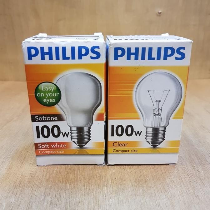 lampu philips softone 100 watt e27 softwhite/clear