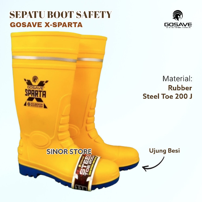 Sepatu Boot Safety X-Sparta Gosave Ujung Besi dan Midsole Steel Plate