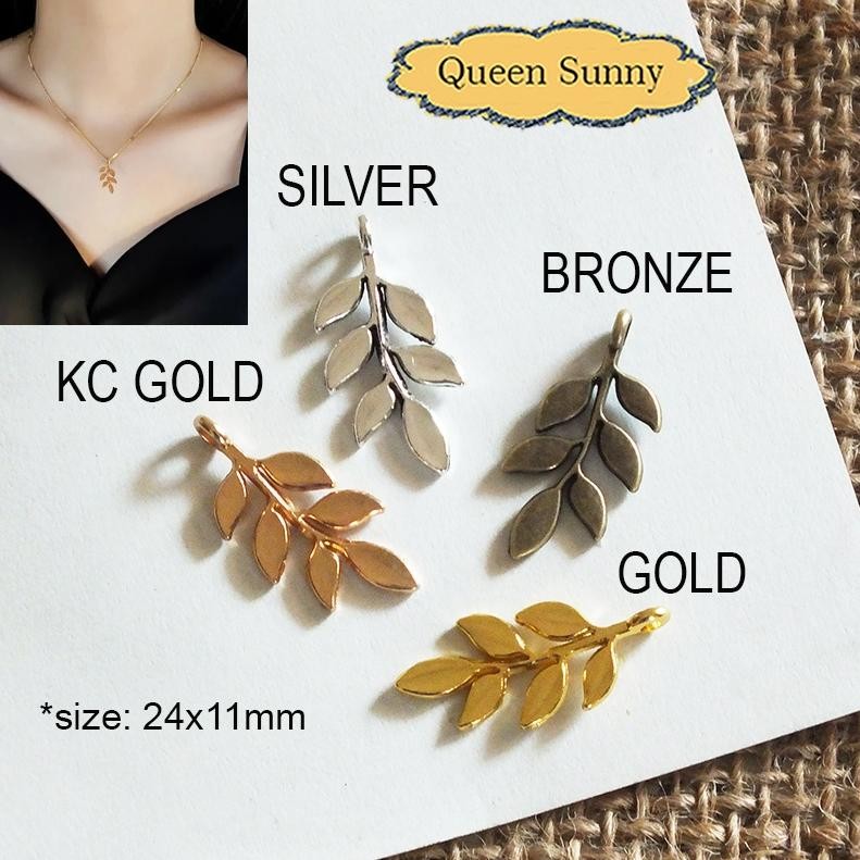 1pc Charm Liontin Daun Solid Tebal Bandul Kalung Anting-Anting Pendant Perhiasan Manik Jewelry Akses