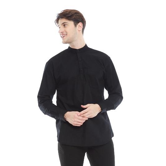 Szn - Kemeja Koko Hitam Lengan Panjang Preum I Kemeja Koko Pria Hitam Lengan Panjang Exclussive