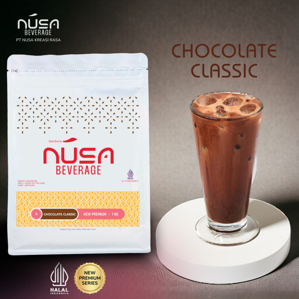 

NUSA BEVERAGE Chocolate Classic Premix Powder 1Kg Untuk Bisnis Franchise & Bazar & Cloud Kitchen