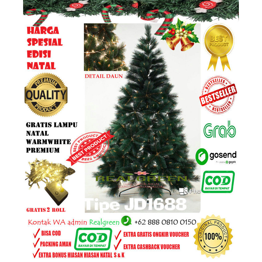 POHON NATAL MURAH 150CM SNOW WHITE PINE TREE JD1688/5FT