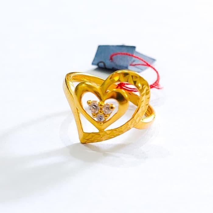 Promo Cincin Wanita Double Love Emas Asli Elegan