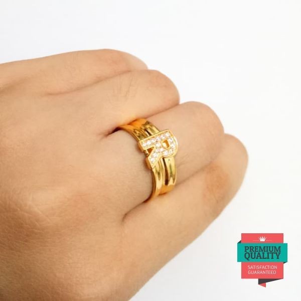 Grosir Cincin Nagita Khusu Huruf R Emas Asli Elegan