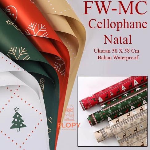 

[ 5 Lembar ] Cellophane Natal Motif - Fwmc / Wrapping Flowers / Kertas Kado Sale