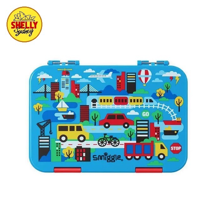 Smiggle Bento Box Car Blue Original - Tempat Makan Smiggle Bento