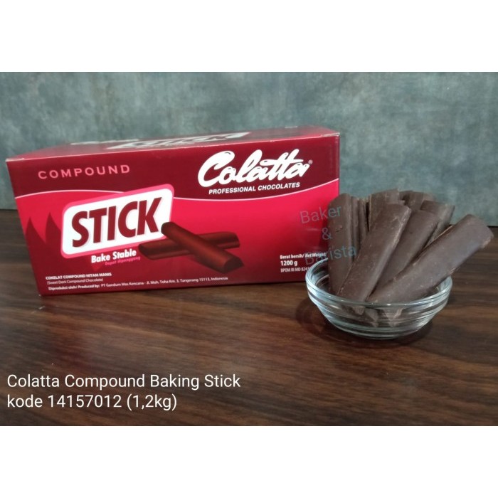 

TERBARU COLATTA STICK CHOCOLATE COMPOUND BAKE STABLE REPACK 120 GR / 1,2 KG - 120 GRAM