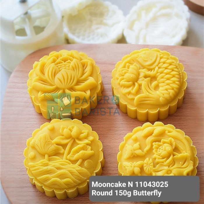 

TERBARU CETAKAN MOONCAKE N 150GR ROUND BUTTERFLY MOON CAKE MOULD KUE BULAN