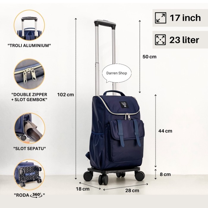 Tas Troley Tas Travel Bisa Bongkar Pasang Backpack Trolley