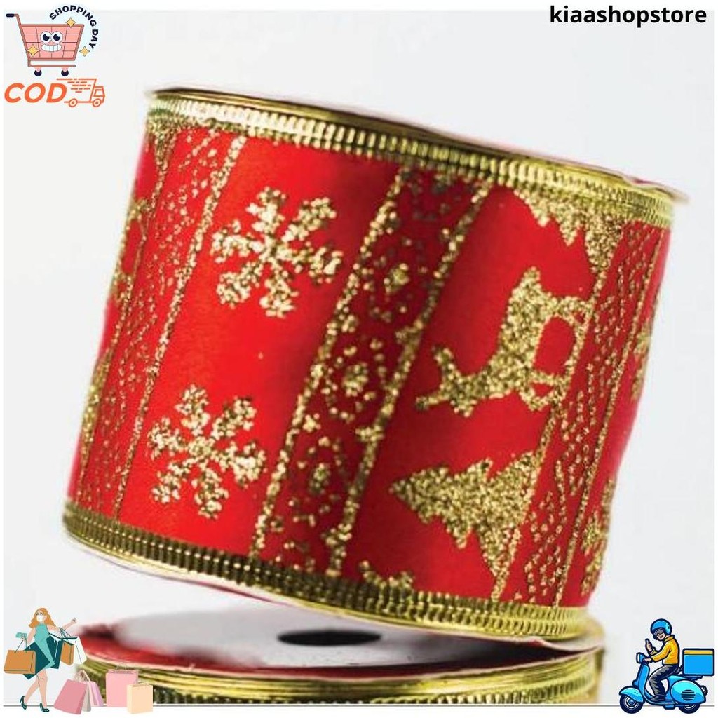 

Pita Roll Hiasan Pohon Natal Christmas Tree Gulung Motif Mix Red Silver Gold Santaclaus D Termurah