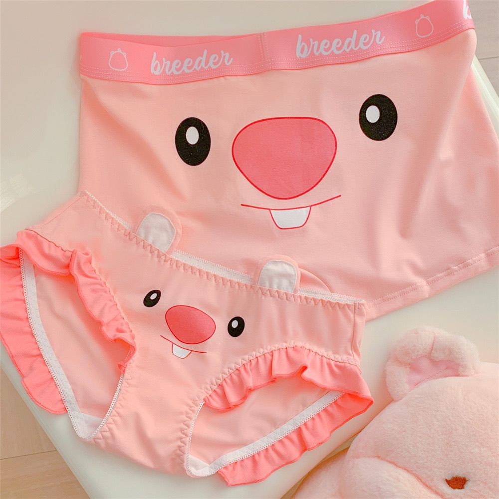 Couple Underwear  Couple Beaver Underwear Funny Cute Cartoon Comfortable Pink