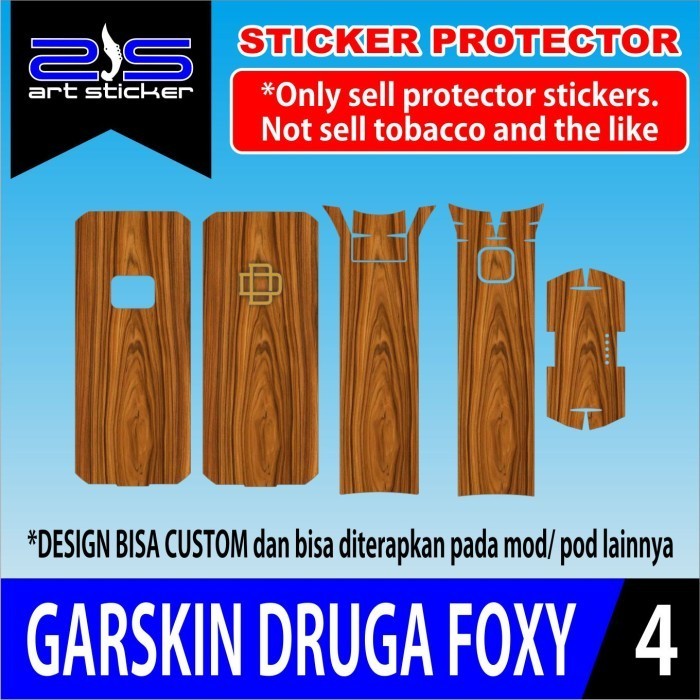 COD Druga Foxy Shogun Black Wood Stiker Skin Casing Bayar Ditempat Buy1get1free