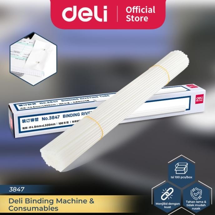 

Deli Isi Jilid Binding Riventing Tube 100Pcs/Pack 3 Varian Ukuran 3847