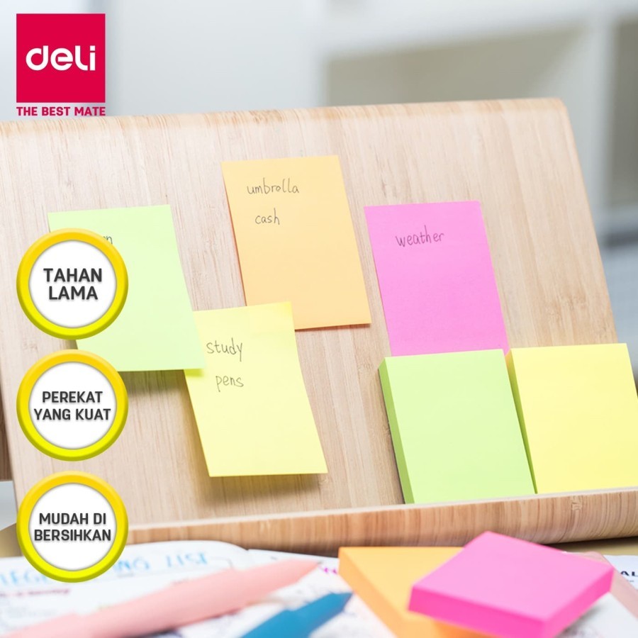 

Deli EA02202 Memo tempel - Sticky Notes 76×51mm 3''×2'' 100 sheet 4 Neon Color