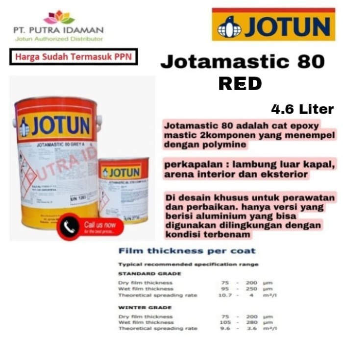 JOTUN CAT EPOXY JOTAMASTIC 80 RED 4.6 LITER / 2 KOMPONEN CAT EPOXY