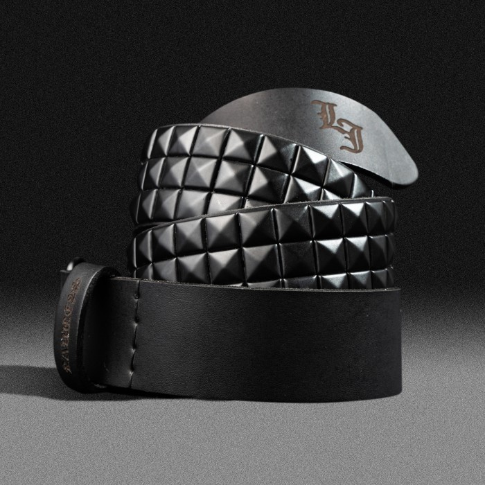 LAWLESS - VISERION STUDDED LEATHER BELT - BLACK